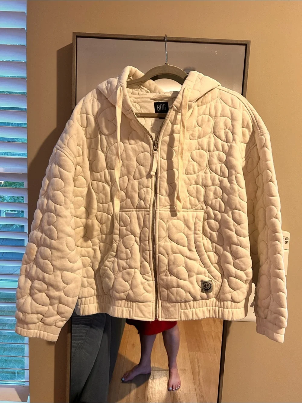 BDG Urban Outfitters White Quilted Hooded Puffer Jacket